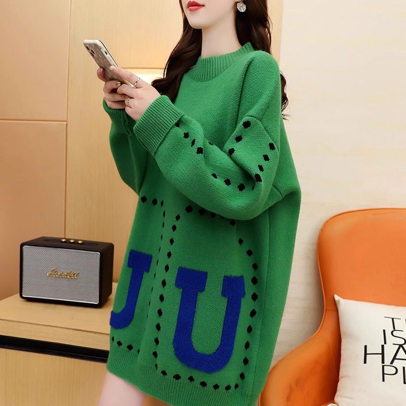 Maternity Wear 2025 Autumn and Winter Lazy Style Thickened Sweater for Women Korean Version Not Revealing Pregnancy Loose Mid-Length Knit Top