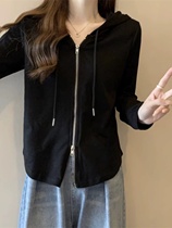 Maternity wear hooded sweatshirt for women 2023 autumn and winter new loose and slim double zipper short jacket cardigan top trendy