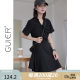 GUIER strappy high waist dress for women 2024 summer new little black dress French Hepburn skirt for women