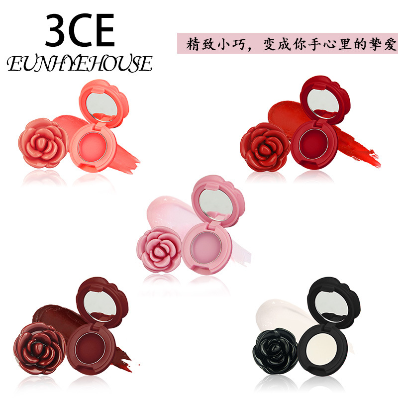 3CE Eunhye House玫瑰花瓣润唇膏口红正红色玫红色迷你保湿滋润