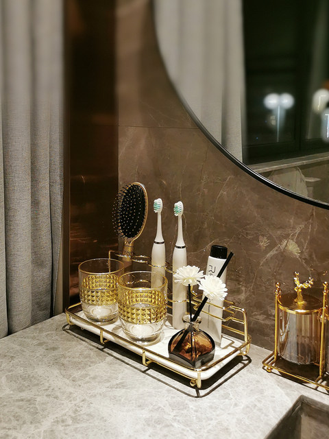 Light luxury glass mouthwash cup household toothbrush cup storage rack couple toothpaste toothbrush cup storage toilet cup set