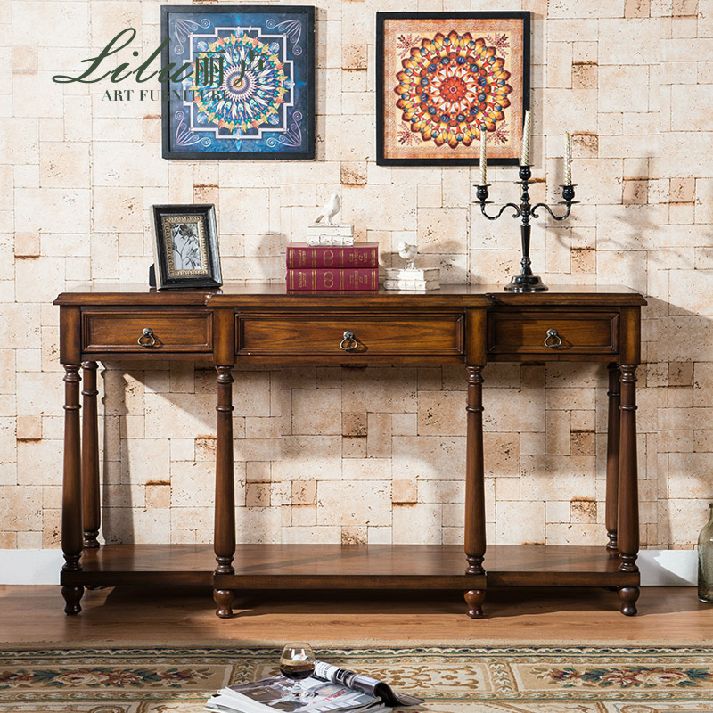 Eurostyle Xuanguan Table American end View long table American solid wood leaning against wall table Modern Chinese style hotel Living room Decorative Table