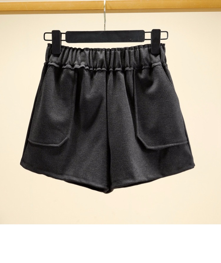 Quần short len ​​cạp cao mùa thu đông 2018 mẫu quần legging rộng màu đen mới mỏng bên ngoài mặc quần ống rộng đế bệt quần sooc đẹp cho người béo