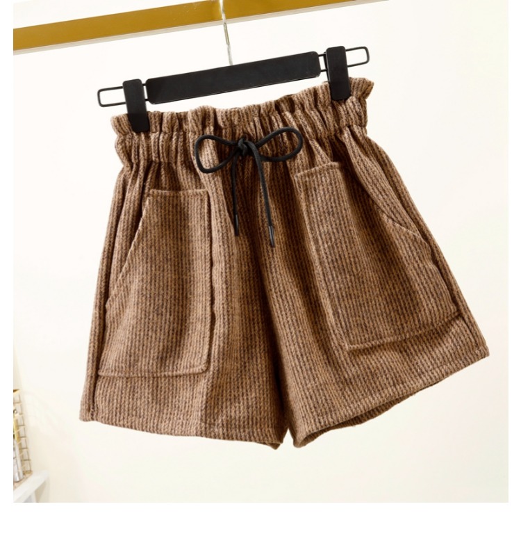 Quần short len ​​mỏng nữ mùa thu đông 2018 Quần sọc mới bên ngoài mặc quần ống rộng ống rộng cạp cao quần thể thao cho nữ
