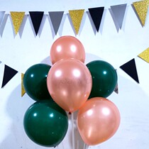 Rose Gold Champagne Golden Balloons Wedding Celebration Items Scene Arrangement Ink Green Retro Green Balloons