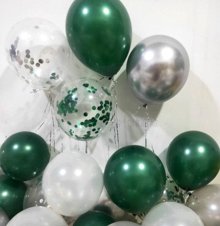 Heat party party evening Pearl Men's clothing store ink green white balloon shop celebrates the exhibition pharmacy leisure farm 12 inches