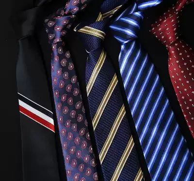 Tie male Korean version of black female groom wedding business formal student trend small casual striped professional work fashion