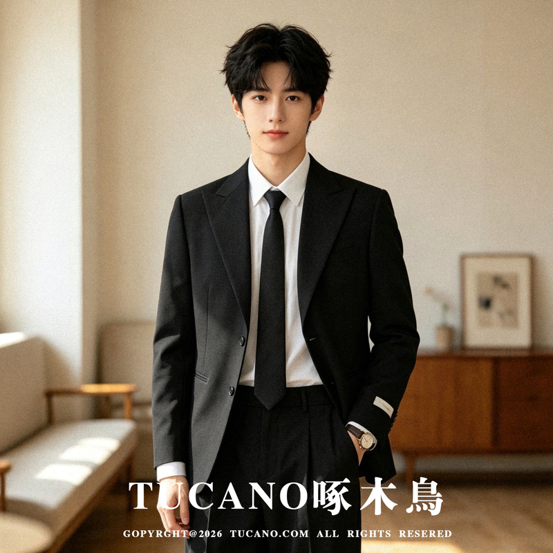Woodpecker Half-Lining Summer Thin Casual Slim-Fit Formal High-End Wrinkle-Resistant No-Iron Suit Set