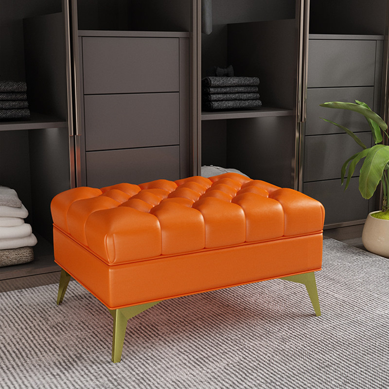 American Nordic Light Luxury Tech Fabric Metal Feet Sofa Living Room Bedroom Net Change Football Stool Foot