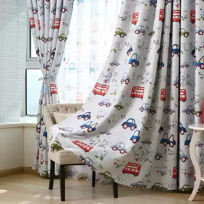 Customized curtains finished full shading modern simple living room bedroom bay window cartoon boys and girls children's room curtain fabric