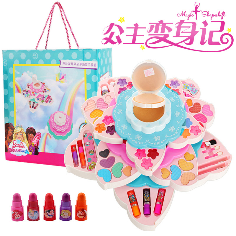 Barbie Girls Kids Cosmetics Princess Makeup Box Set Non-Toxic Birthday Gift Girls Toy