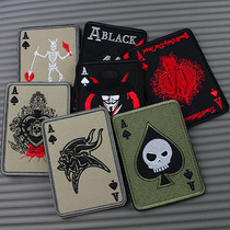 Playing Cards Arm Badge Black Peach A Personality Poker with Embroidered Magic Stick skull head stickup Backpack Patch Pack patch