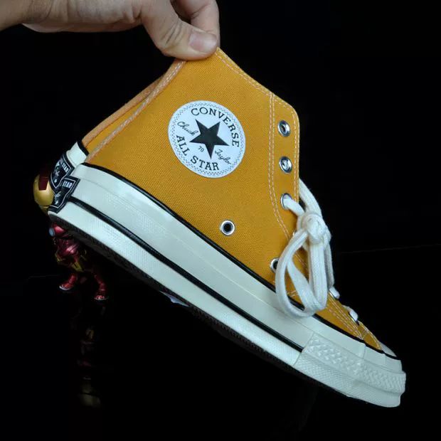 Converse 1970s Giày màu đen cổ điển tiêu chuẩn trắng / vàng cao cho nam và nữ 162050/162054 giày converse