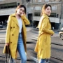Áo khoác mỏng qua đầu gối nữ dài phần 2018 thu đông phiên bản mới của Hàn Quốc thời trang giảm béo thon gọn màu vàng sáng áo phao nữ hàng hiệu