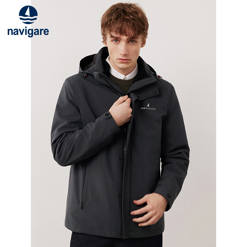 [Three-In-One] Navigare Italian Small Sailing Boat Casual Waterproof Jacket Men's New Autumn and Winter Hooded Jacket