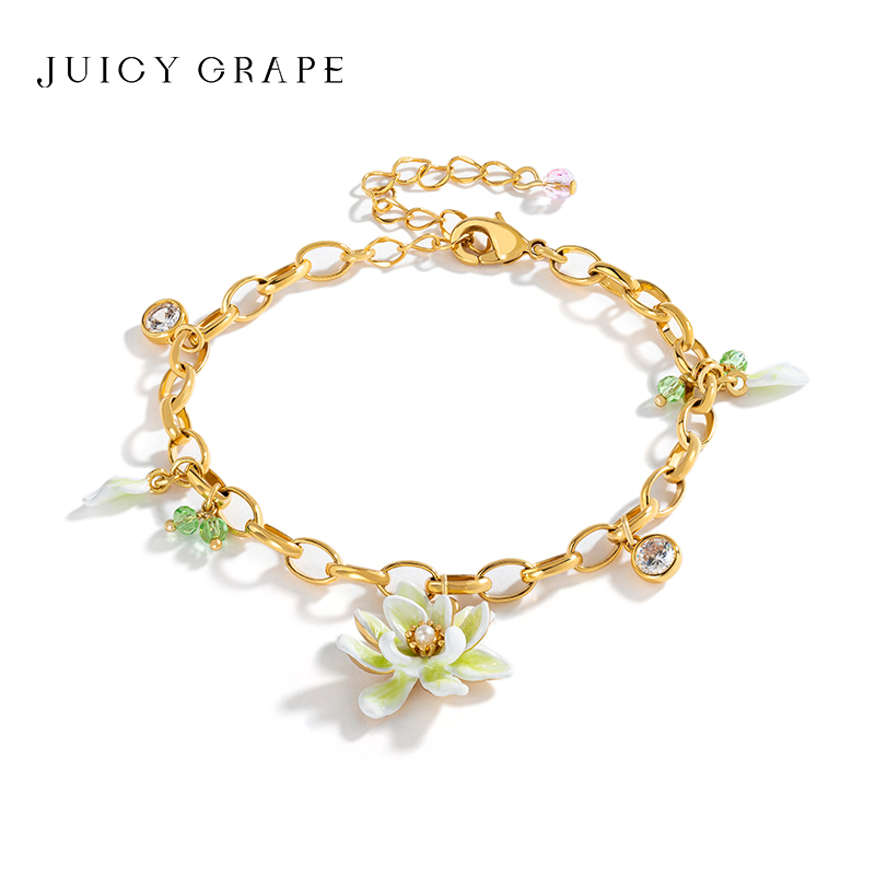 Juicy Grape Gardenia Blossom Series Enamel Flower Bracelet for Women Original Stylish Versatile Fashion Bracelet Trendy