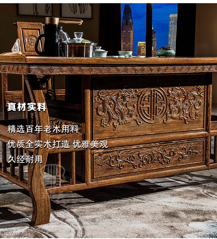 Mahogany bảng trà và ghế kết hợp của wenge căn hộ nhỏ bàn cà phê cổ mới của Trung Quốc phòng trà kung fu bàn trà đồ gỗ vững chắc - Bàn trà bàn ghế sofa phòng khách nhỏ