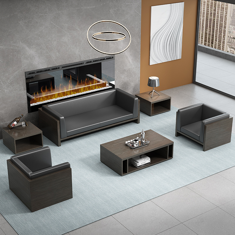 Office sofa simple three-seat small simple modern business reception office xipi sofa coffee table combination