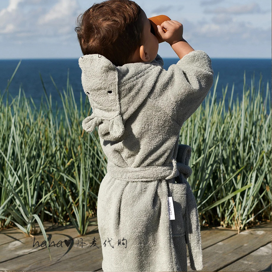 Danish Liewood children soft organic cotton lion bathrobe belt strap quick-drying bath towel spot warm