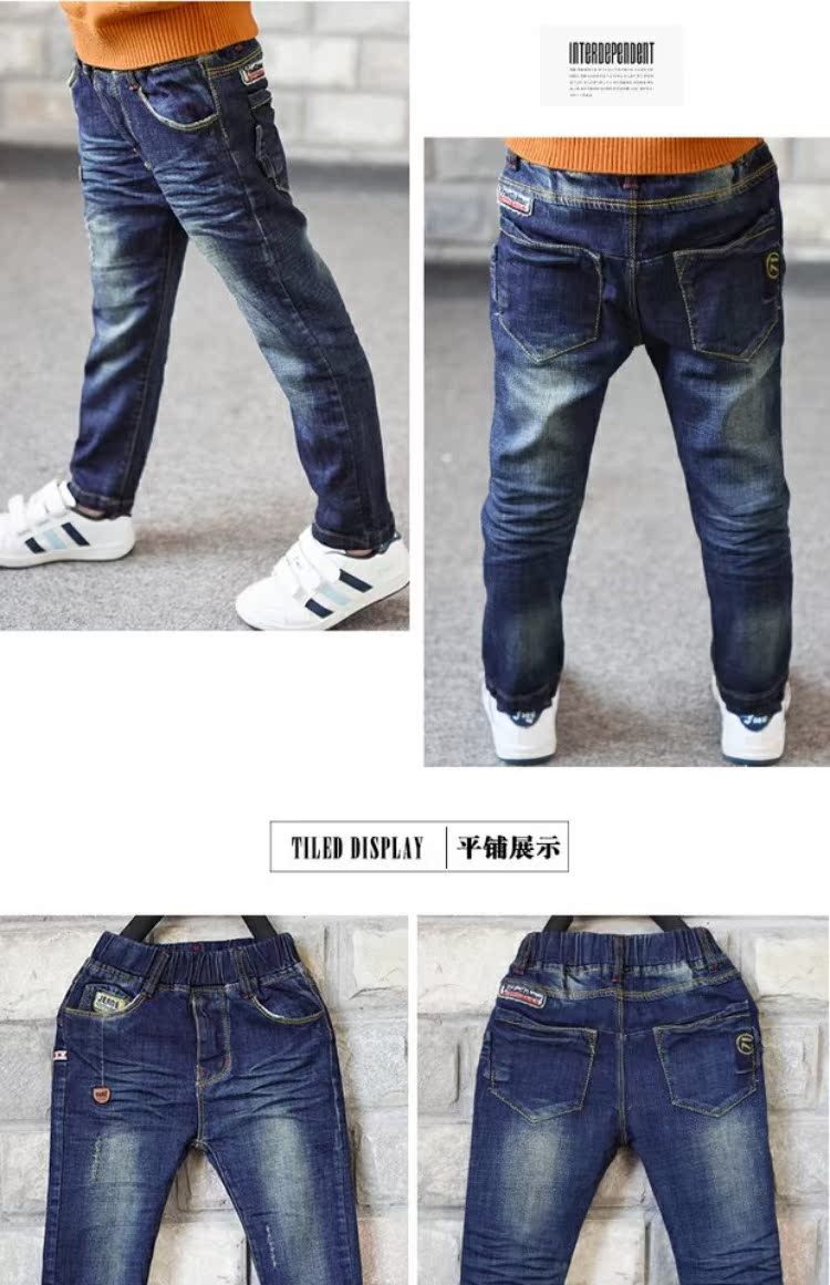 Quần jeans nam xuân thu 2019 mới cho bé phiên bản quần cotton Hàn Quốc trong quần lửng ống rộng cho bé bán quần áo trẻ em
