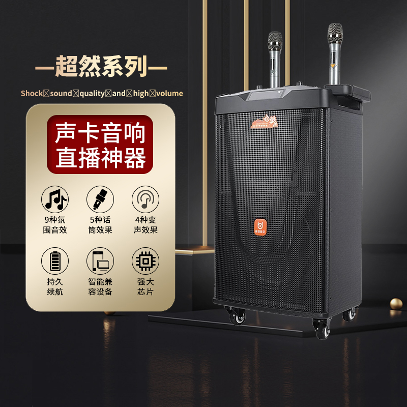 Bader detached square dance audio outdoor performance net red K song bluetooth trolley speaker live sound card All