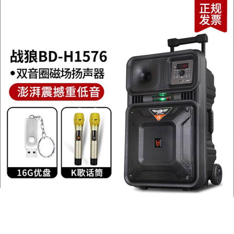 Bede Warrior Wolf square dance audio outdoor performance high-power audio mobile trolley audio Bluetooth K song speaker