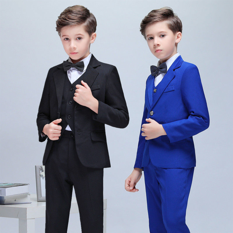 Boy suit suit children's gown three sets of handsome boy host piano to perform a small suit suit