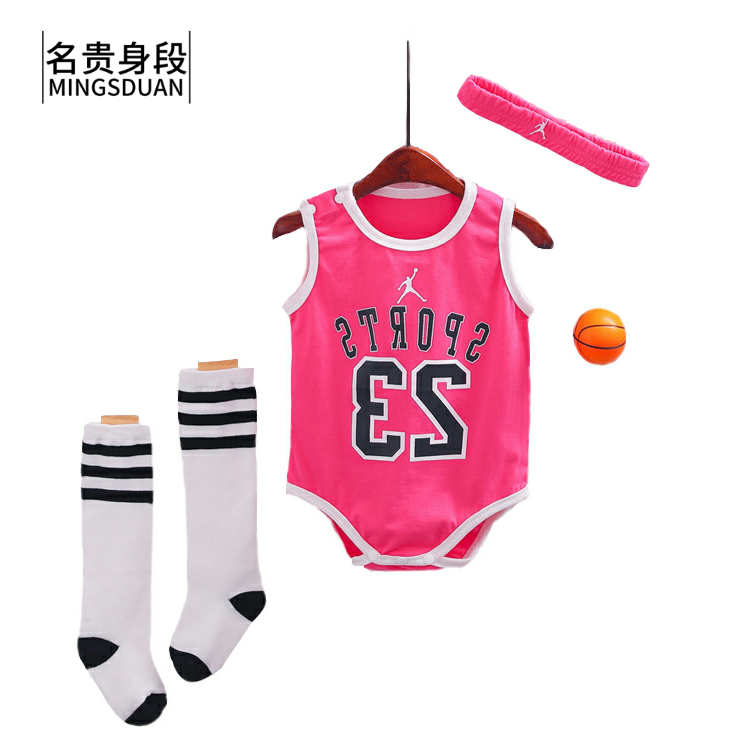 Baby basketball jumpsuit summer thin new net red cute super cute ha women men's 100 days photo clothes