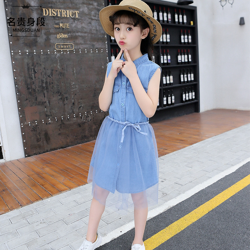 3 children suit 6 girl's dress 5 summer clothes 2021 foreign pie 10 denim dress 8 kid 9 summer 12 4 girl