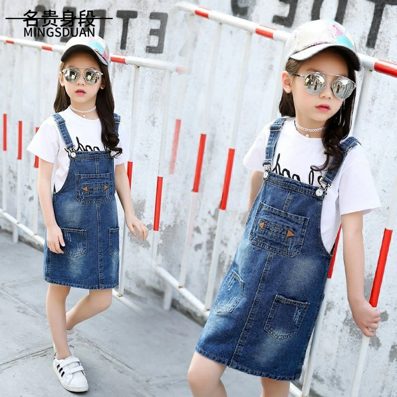 Quần áo quây denim cho bé gái Quần áo mùa hè mới phiên bản Hàn Quốc của những chiếc váy trẻ em kiểu phương Tây lớn. - Khác