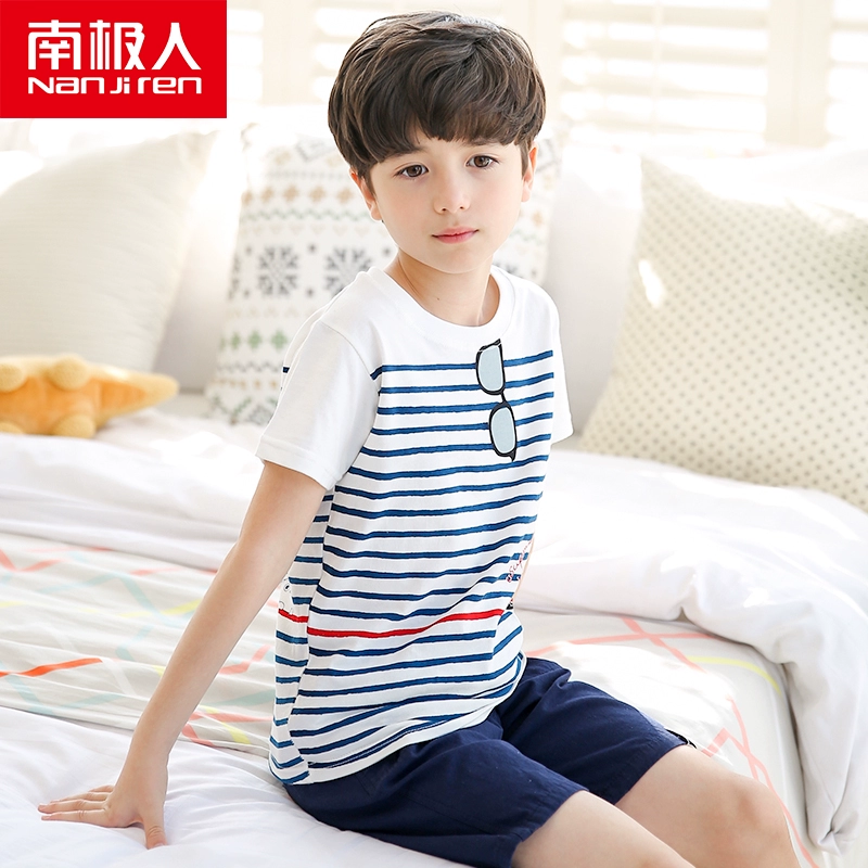 2018 new boy áo thun ngắn tay cotton mùa hè trẻ em từ bi mùa xuân và áo sơ mi nửa tay mùa thu