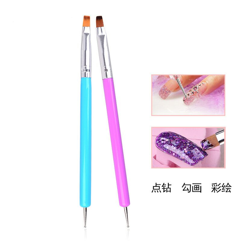 Oil Glue Brush Slime Extension Color Glue Pen Point Drill Pen For Nail Tool Medecor Double With Flat Head Phototherapy Pen Bill