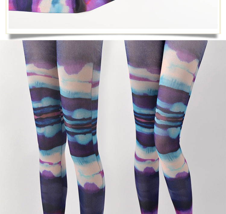 Vớ in Nhật Bản legging cá tính vớ thủy triều quần nữ mùa xuân và mùa thu nhung dày màu tím vớ màu tím - Vớ tất dài