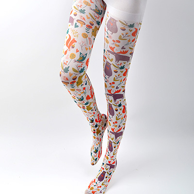 Japanese-Style Printed Stockings, White Velvet Pantyhose, Tattooed Korean-Style Trendy Socks, Cute Colorful Stockings in School Style
