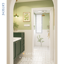Cats eye French bathroom tile retro small flower brick green kitchen wall tile toilet bathroom floor tile 300x600