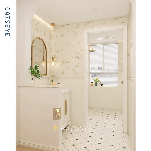 Керамическая плитка в ванной комнате в стиле кошачьего глаза