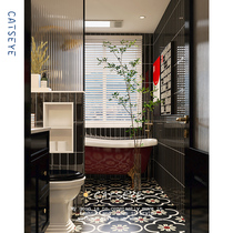 Cat Eye Retro Toilet tiles Black and White Flower tiles French toilet floor tile bathroom kitchen wall tiles