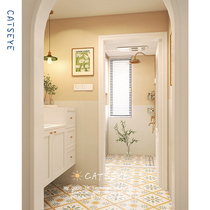 Cats eye light French bathroom tile art small tiles cream style kitchen toilet wall tiles bathroom floor tiles