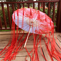 Ancient costume umbrella Hanfu flower umbrella Ancient style tassel umbrella Photo photography sword net three game props umbrella cos umbrella