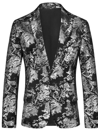 Fashionable and handsome casual formal wear foreign trade business men's three-dimensional tailoring single-breasted white background floral print suit