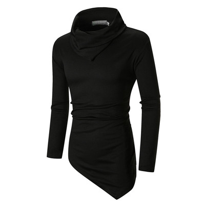 Spring and autumn Han version irregular personality High collar beating undershirt casual wear for men's thick T-shirt High collar hairstylist Trendy Blouse