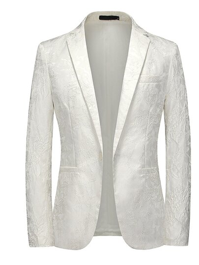 British retro small blazer men's casual fashion single suit black bottom floral pattern print suit for young and middle-aged people