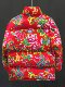 Red white duck down jacket Northeast large flower down jacket men's retro personalized pattern print warm colorful coat trendy