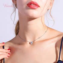 18K gold necklace platinum Korean fashion simple pendant short choker female Mosan diamond necklace female gift