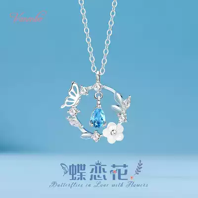 Moonlight stone necklace female sterling silver clavicle pendant light luxury niche design sense 2020 new net red New Year gift