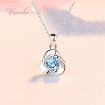 Net red 18k platinum necklace female ocean heart platinum diamond birthday gift pendant jewelry zircon lettering tide