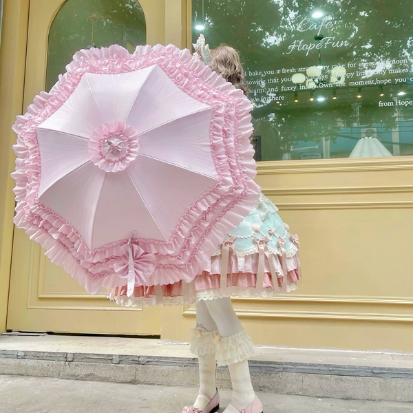 【 Full payment make an appointment 】 adzuki beans flower Lo umbrella   Lolita umbrella   all-weather umbrella   lace Princess umbrella