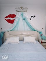 Bed curtain Princess luxury European-style round bed headboard Sand cloth Korean lace ceiling mosquito net Girl heart bed curtain frame