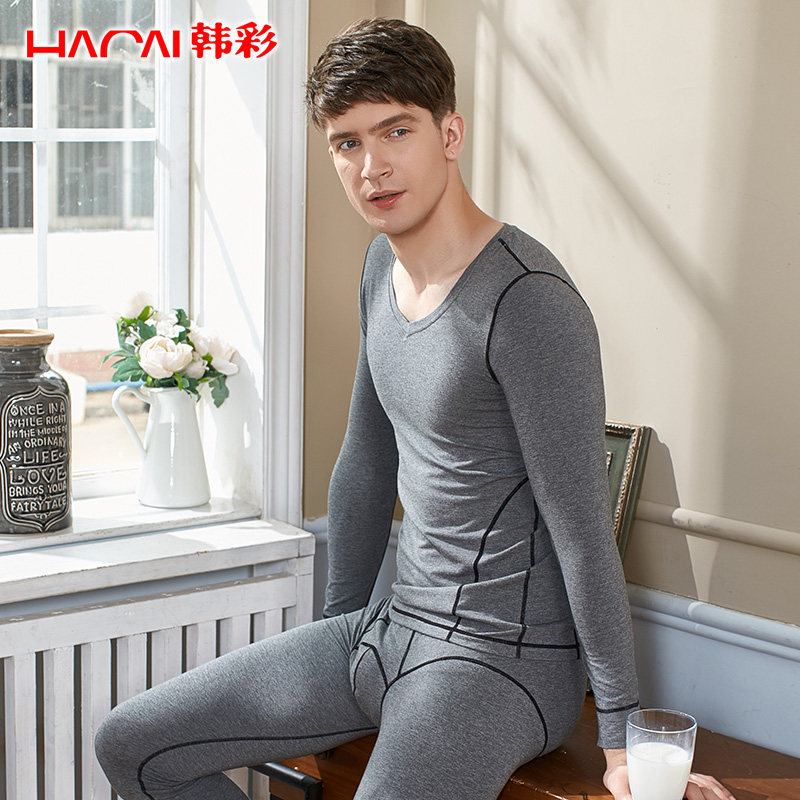 Han Color Men Modale Cotton Slim Fit Pants V Collar Youth Repo Monaire Cotton Autumn Clothing Sanitary Pants