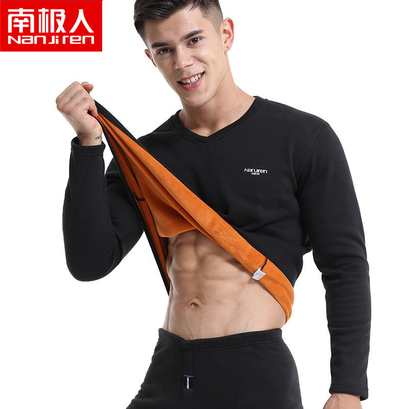 Antarctic men V - collar plus heat - warm underwear suit plus large winter lady round autumn pants